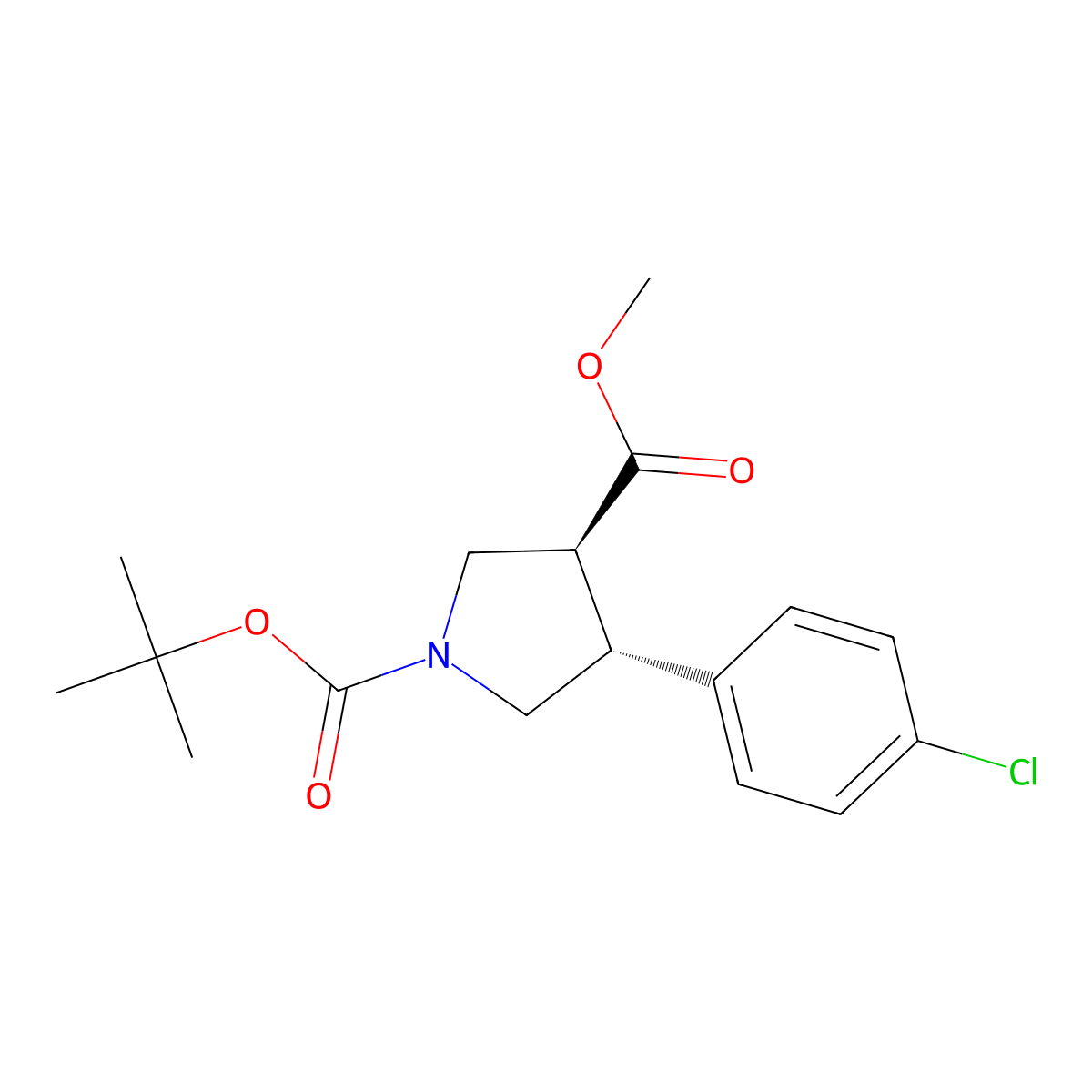 (3S,4R)-1-tert-Butyl 3-methyl 4-(4-chlorophenyl)pyrrolidine-1,3-dicarboxylate molecular structure, CAS 862284-39-7