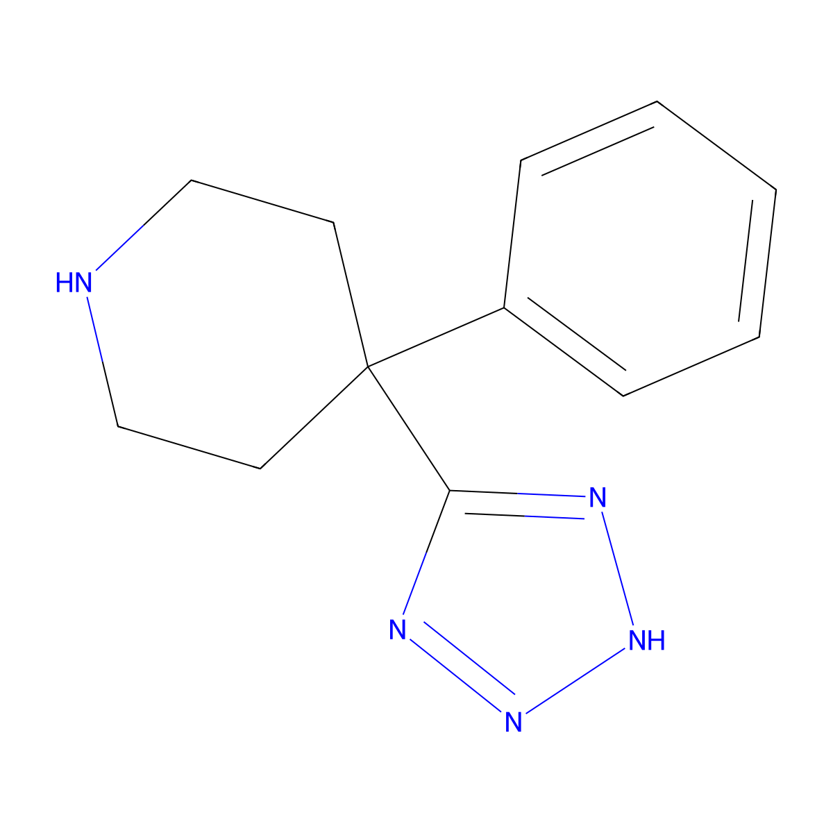 4-phenyl-4-(1H-1,2,3,4-tetrazol-5-yl)piperidine molecular structure, CAS 862287-84-1