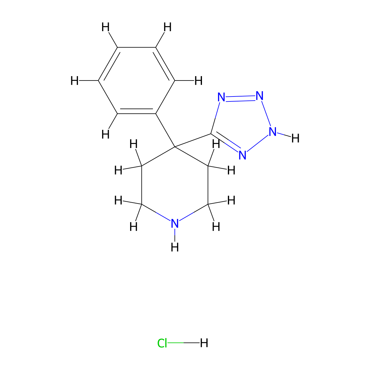 4-phenyl-4-(1H-1,2,3,4-tetrazol-5-yl)piperidine hydrochloride molecular structure, CAS 862287-91-0