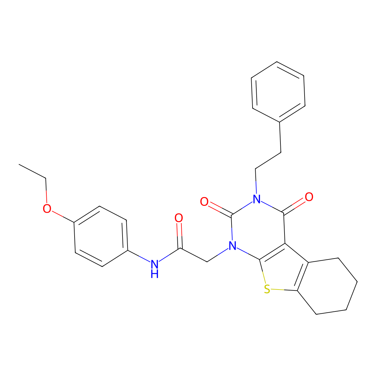 2-[2,4-dioxo-3-(2-phenylethyl)-3,4,5,6,7,8-hexahydro[1]benzothieno[2,3-d]pyrimidin-1(2H)-yl]-N-(4-ethoxyphenyl)acetamide molecular structure, CAS 862317-10-0