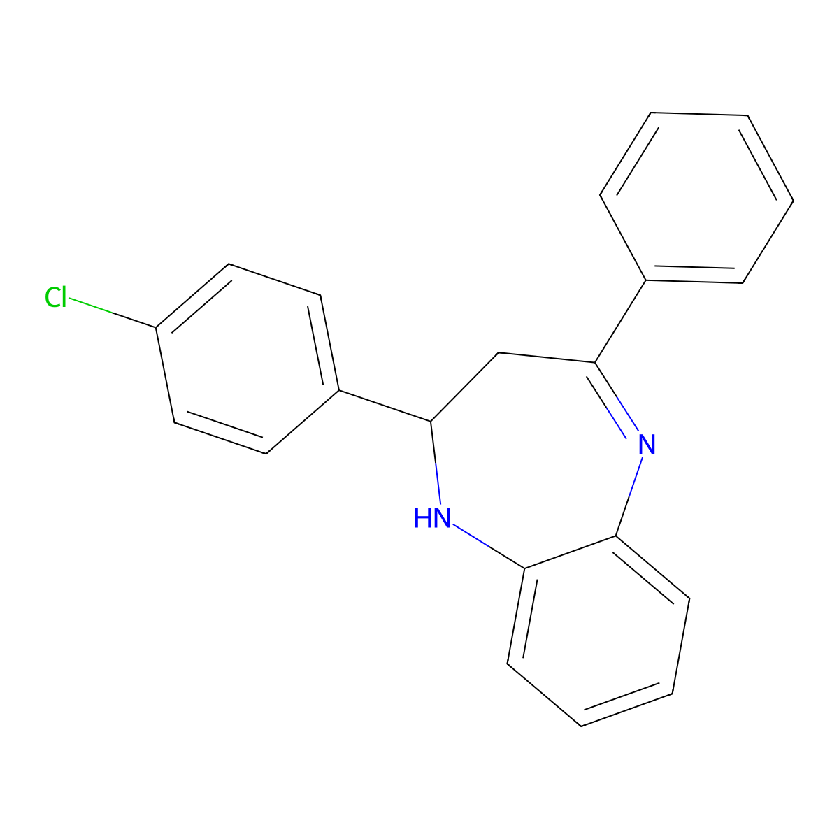 2-(4-chlorophenyl)-4-phenyl-2,3-dihydro-1H-1,5-benzodiazepine molecular structure, CAS 86232-91-9