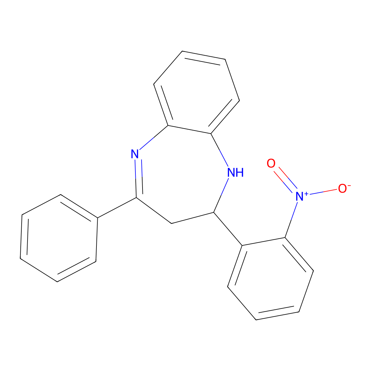 2-(2-nitrophenyl)-4-phenyl-2,3-dihydro-1H-1,5-benzodiazepine molecular structure, CAS 86232-92-0