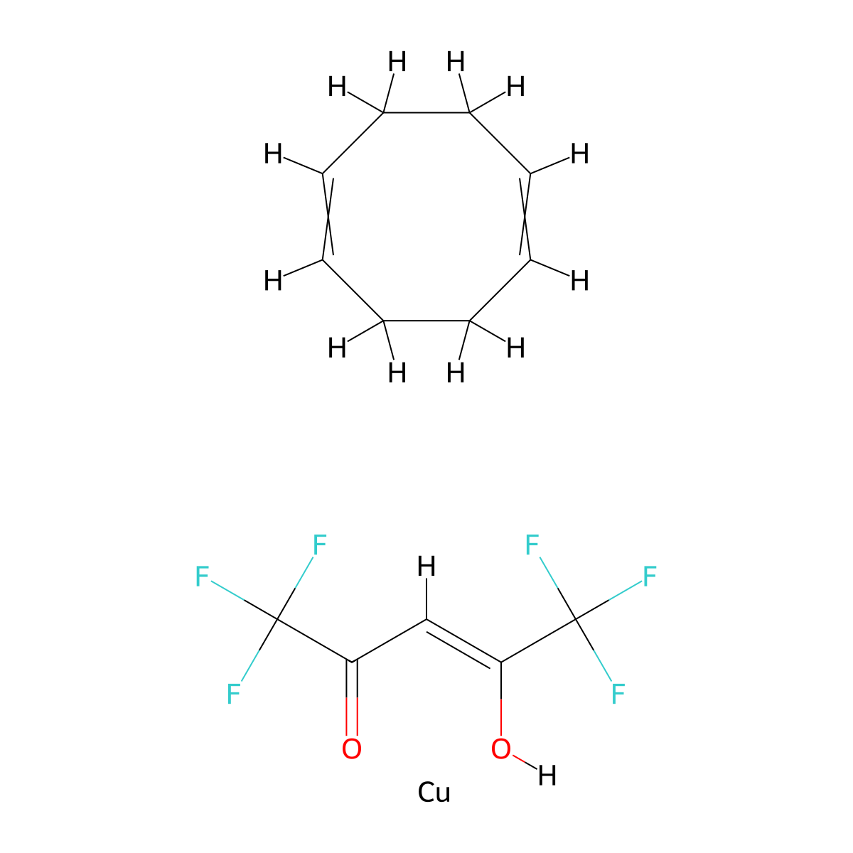copper;cycloocta-1,5-diene;(Z)-1,1,1,5,5,5-hexafluoro-4-hydroxypent-3-en-2-one molecular structure, CAS 86233-74-1