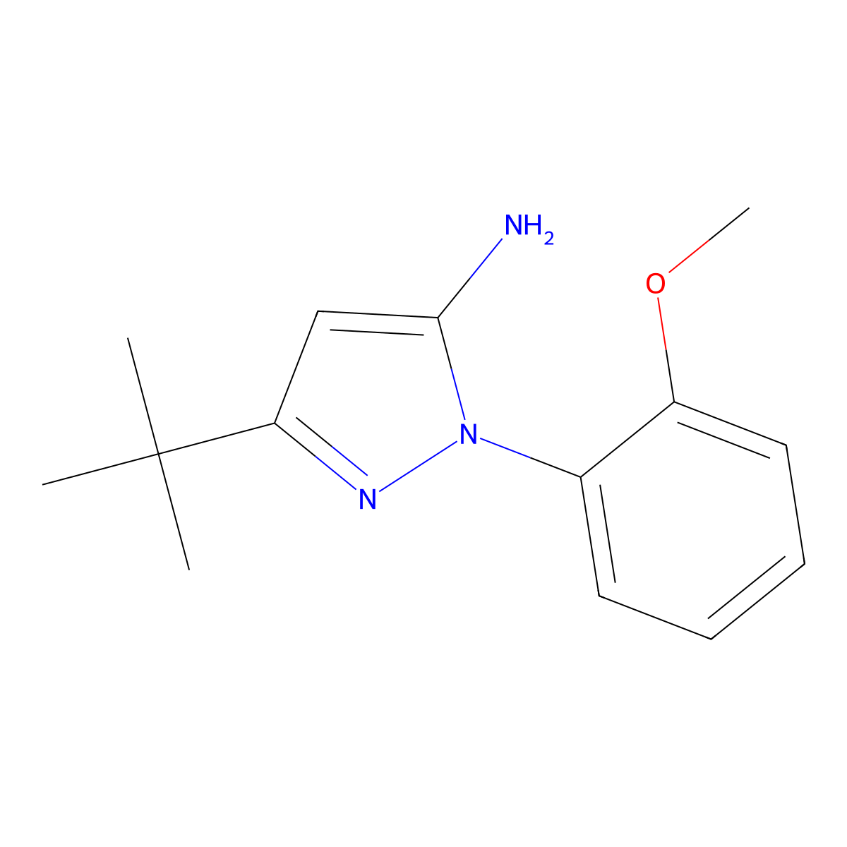 5-Tert-butyl-2-(2-methoxy-phenyl)-2H-pyrazol-3-ylamine molecular structure, CAS 862368-61-4