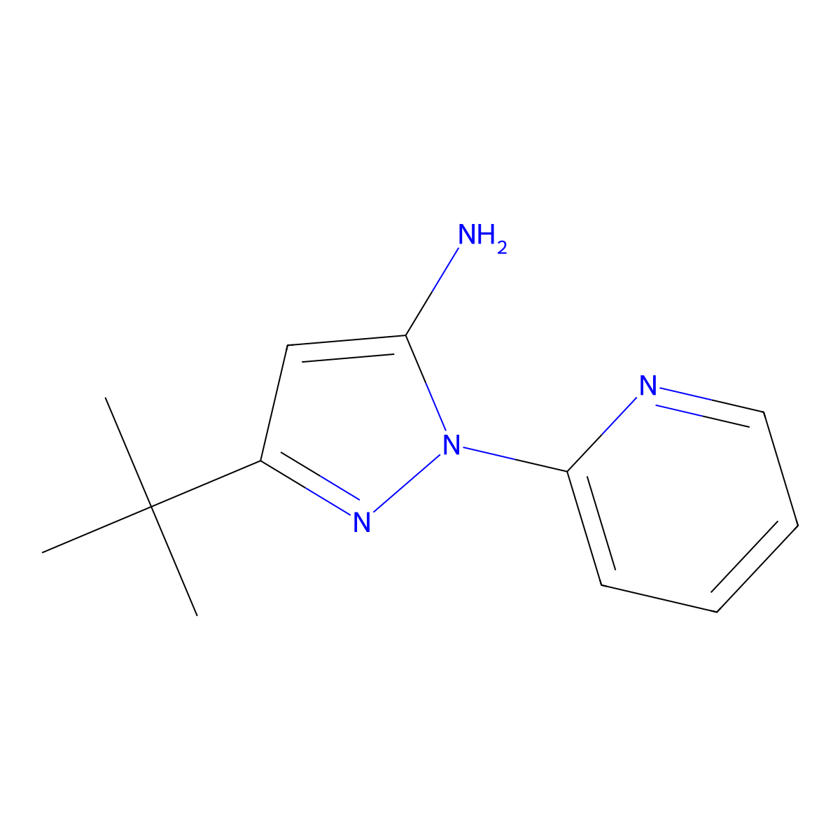 3-tert-butyl-1-(pyridin-2-yl)-1H-pyrazol-5-amine molecular structure, CAS 862368-62-5