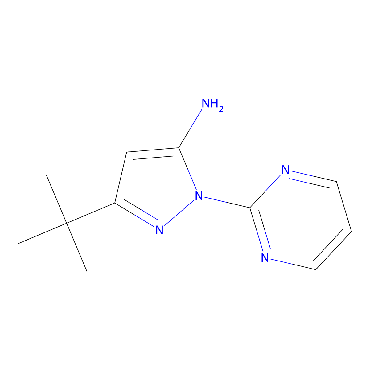 3-(1,1-Dimethylethyl)-1-(2-pyrimidinyl)-1H-pyrazol-5-amine molecular structure, CAS 862368-63-6