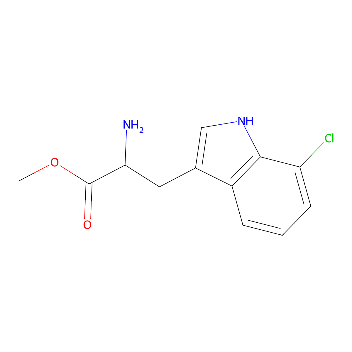 methyl 2-amino-3-(7-chloro-1H-indol-3-yl)propanoate molecular structure, CAS 862377-53-5