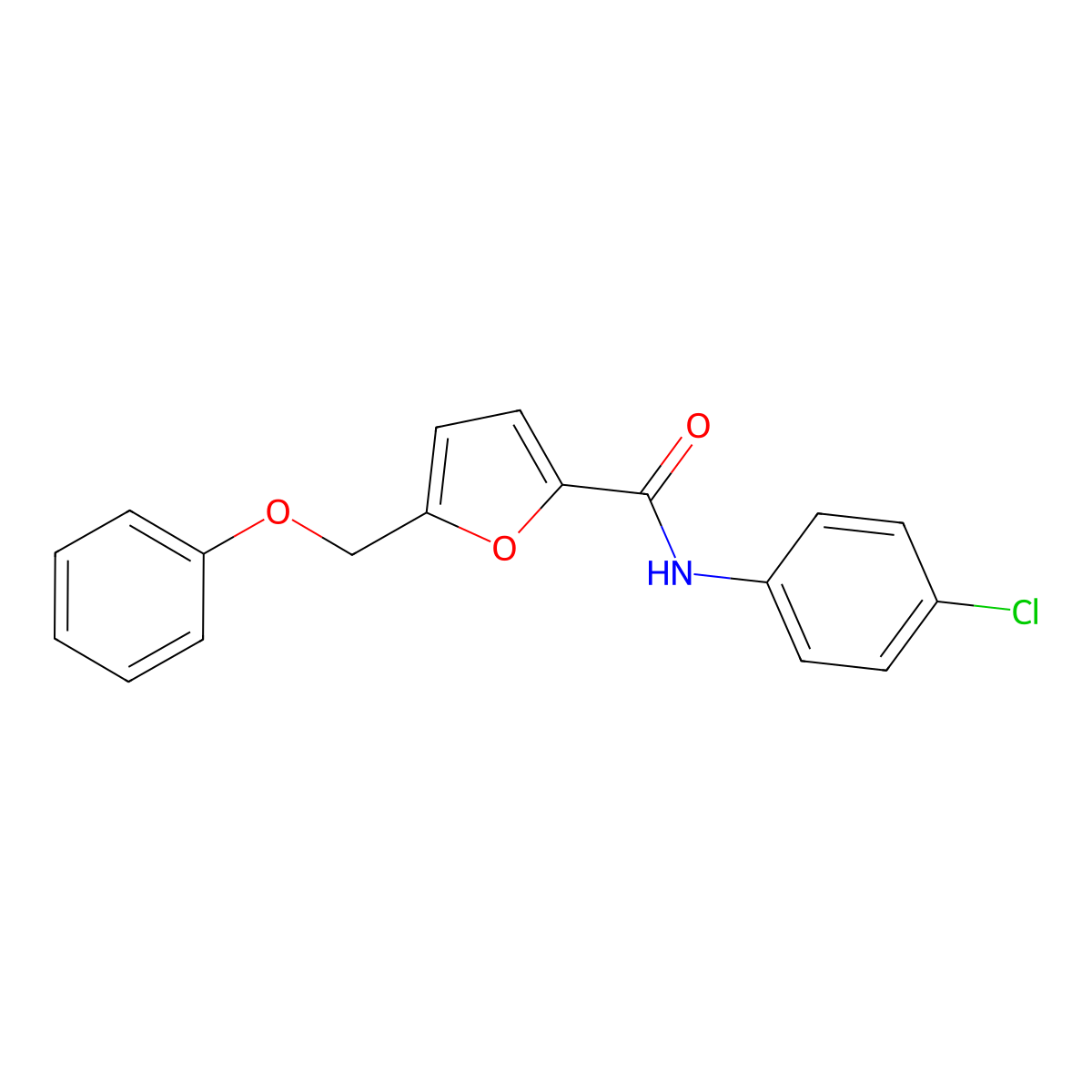 N-(4-chlorophenyl)-5-(phenoxymethyl)furan-2-carboxamide molecular structure, CAS 862389-92-2