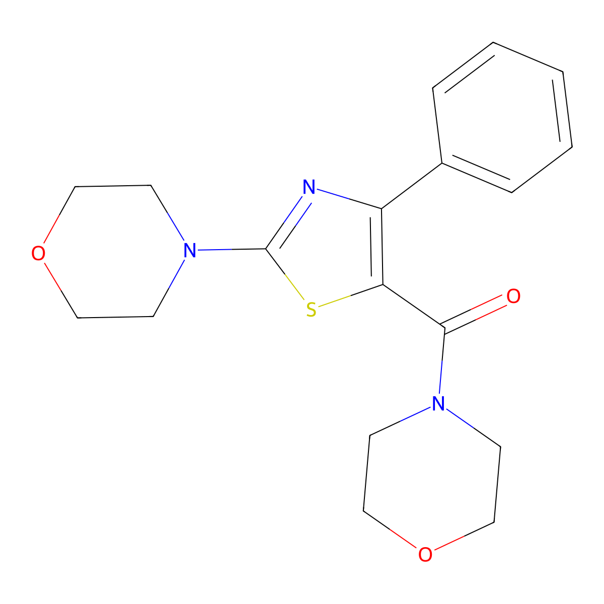 4-[5-(Morpholine-4-carbonyl)-4-phenyl-1,3-thiazol-2-yl]morpholine molecular structure, CAS 862391-28-4