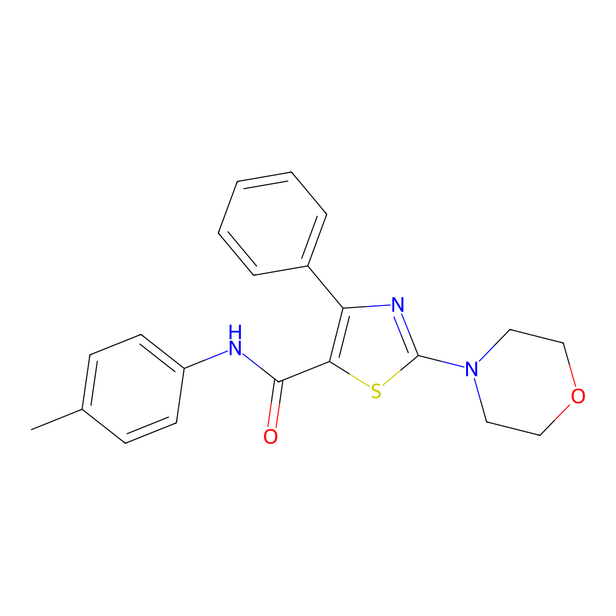 N-(4-methylphenyl)-2-(morpholin-4-yl)-4-phenyl-1,3-thiazole-5-carboxamide molecular structure, CAS 862391-38-6
