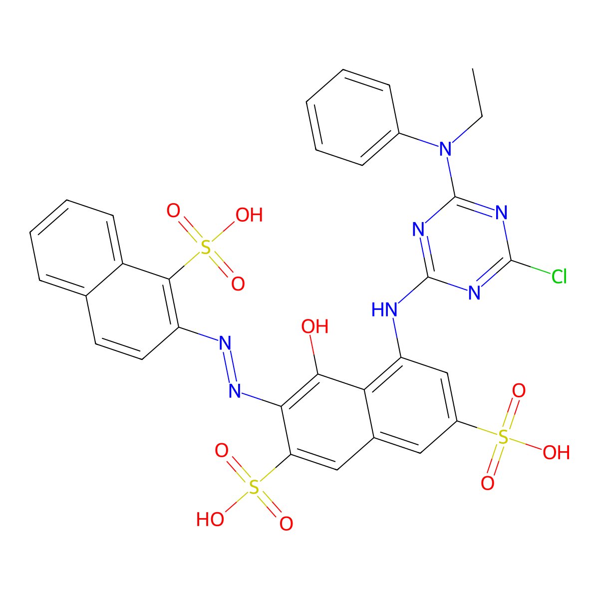 5-((4-Chloro-6-(ethylphenylamino)-1,3,5-triazin-2-yl)amino)-4-hydroxy-3-((1-sulpho-2-naphthyl)azo)naphthalene-2,7-disulphonic acid molecular structure, CAS 86244-36-2