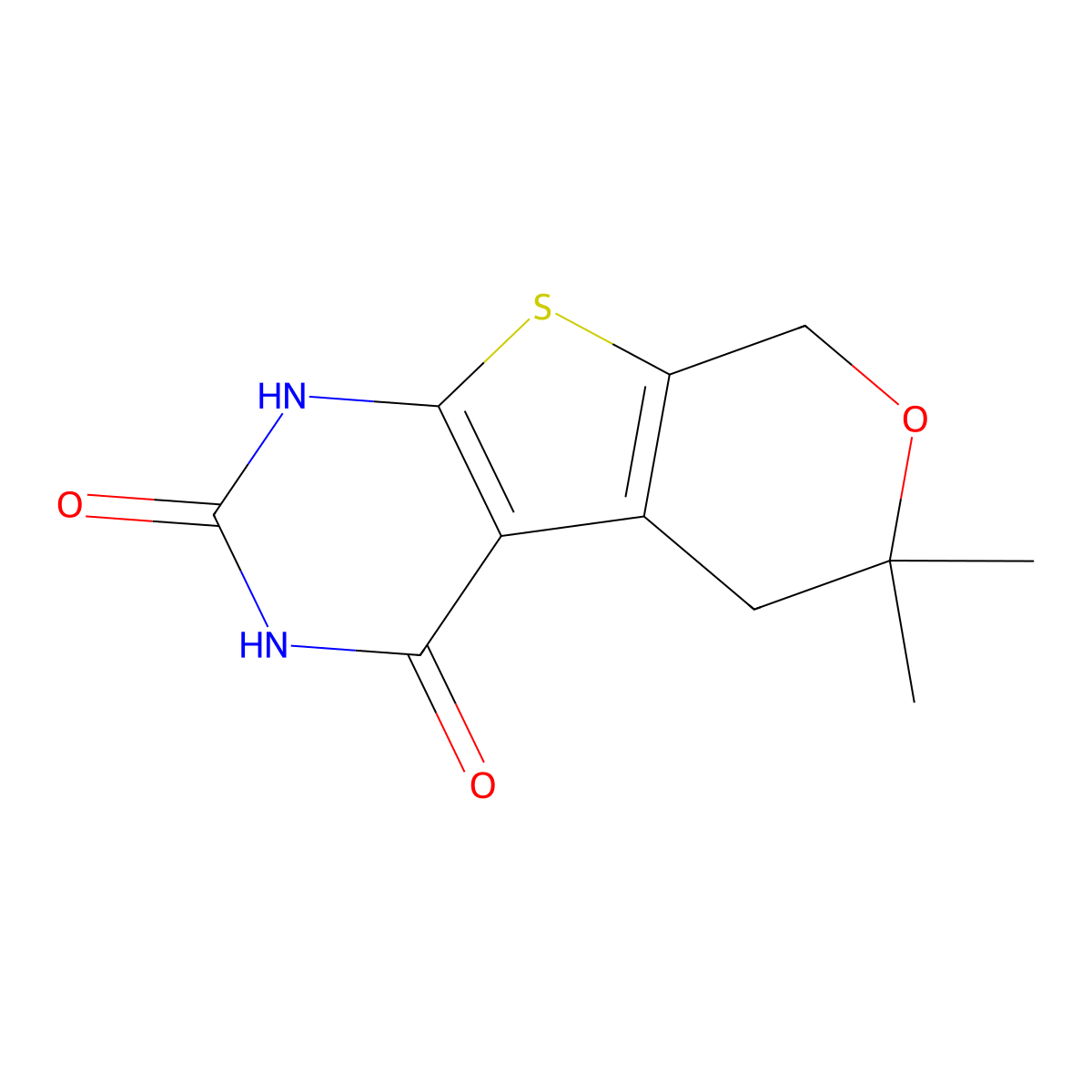 6,6-dimethyl-1,5,6,8-tetrahydro-2H-pyrano[4',3':4,5]thieno[2,3-d]pyrimidine-2,4(3H)-dione molecular structure, CAS 86245-56-9