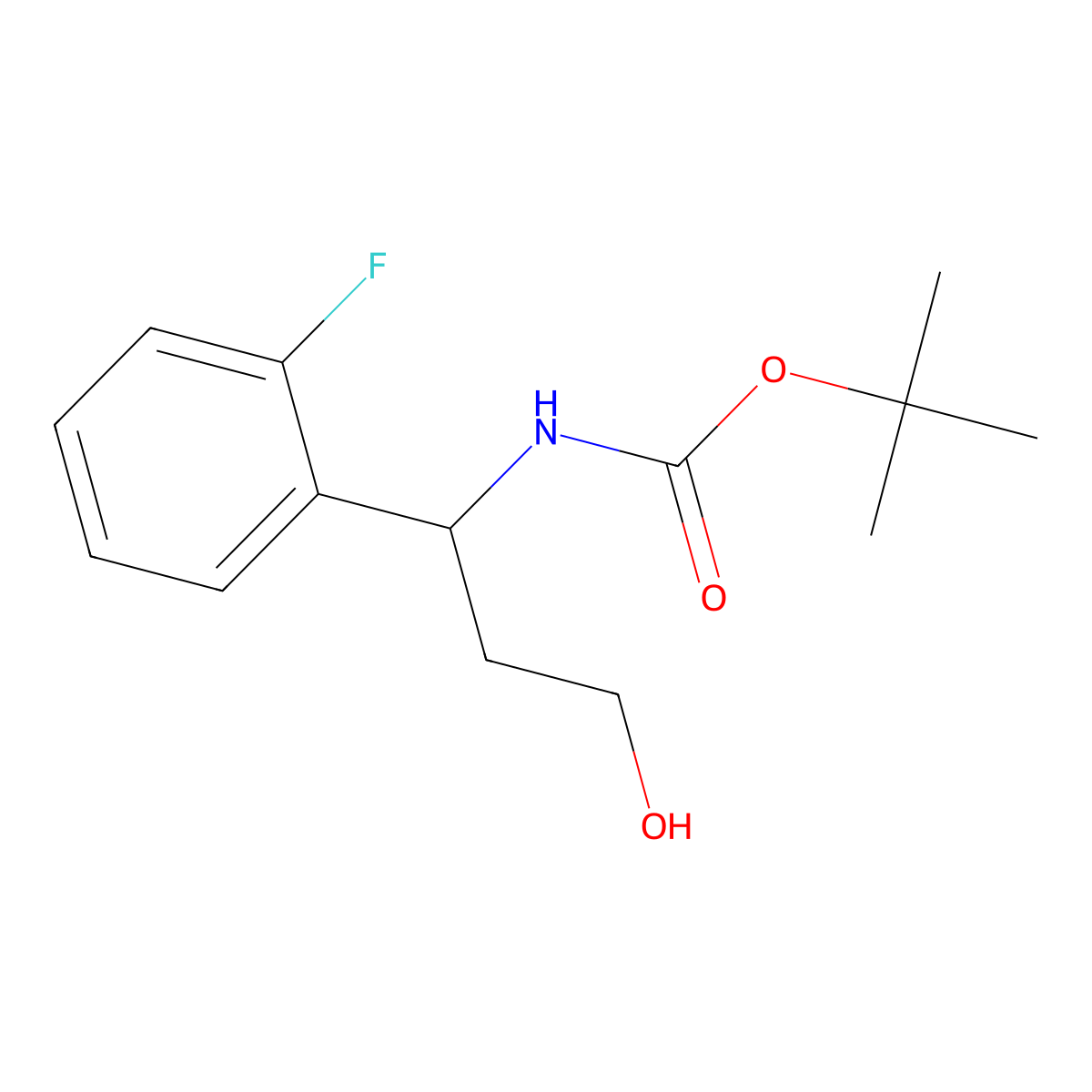 tert-butyl N-[1-(2-fluorophenyl)-3-hydroxypropyl]carbamate molecular structure, CAS 862466-13-5