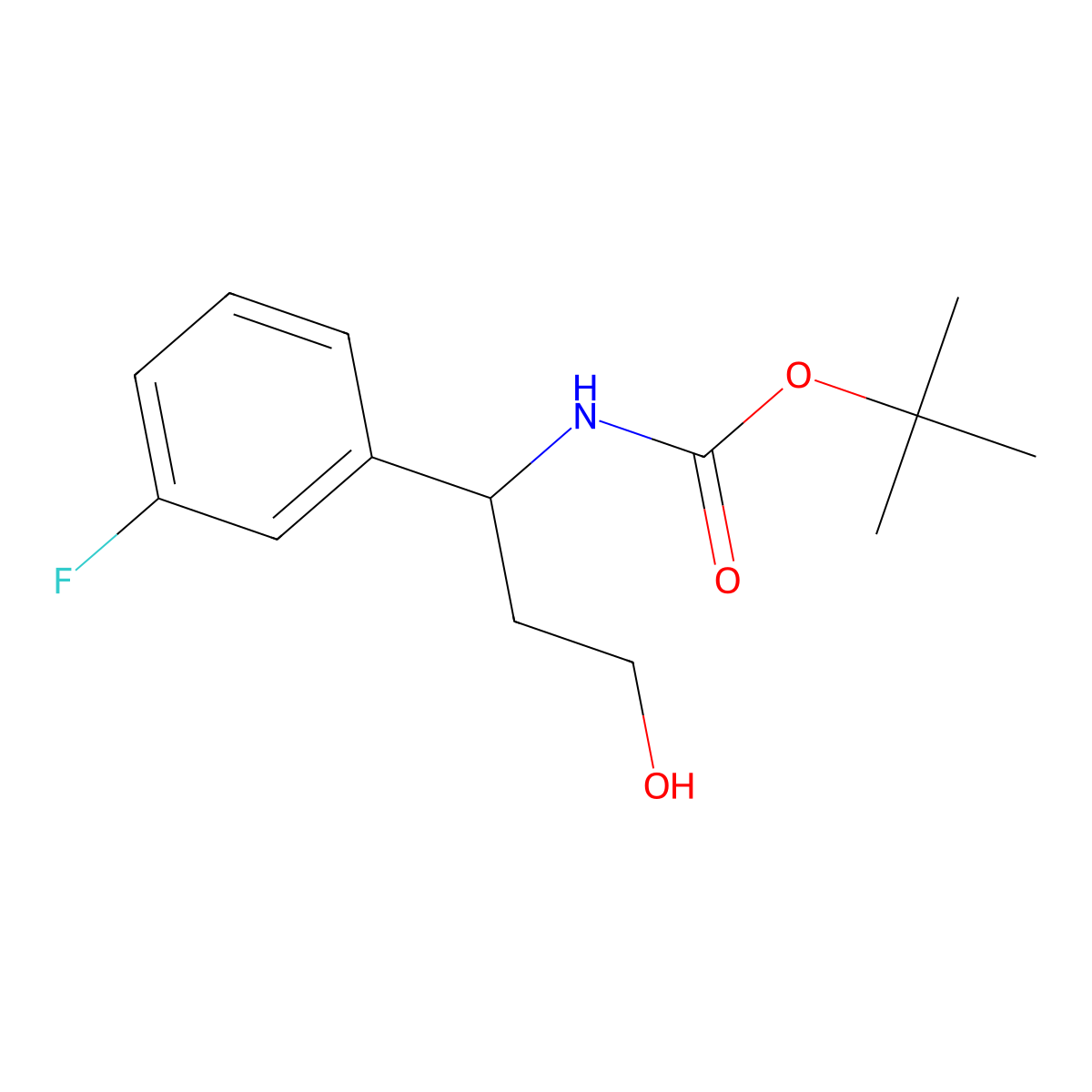 tert-Butyl (1-(3-fluorophenyl)-3-hydroxypropyl)carbamate molecular structure, CAS 862466-15-7