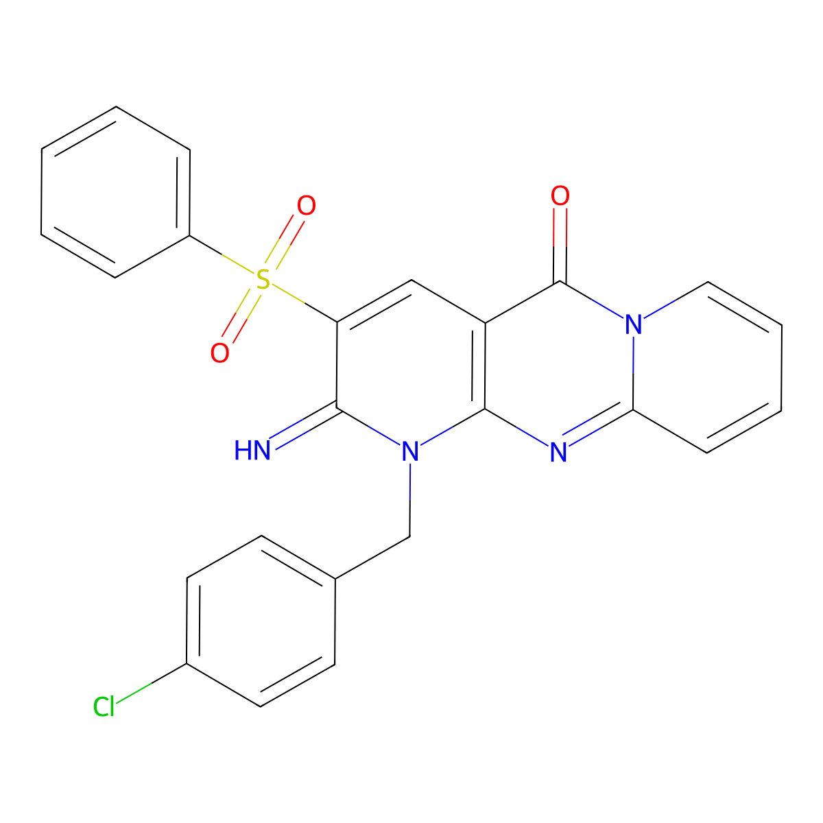 1-(4-chlorobenzyl)-2-imino-3-(phenylsulfonyl)-1,2-dihydro-5H-dipyrido[1,2-a:2',3'-d]pyrimidin-5-one molecular structure, CAS 862484-39-7