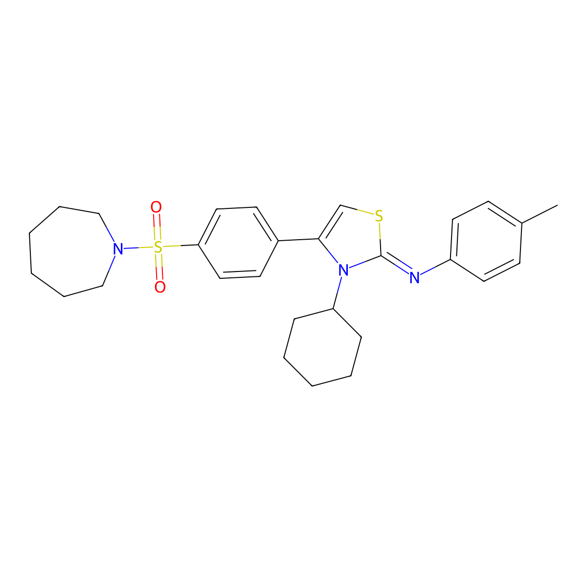 N-[(2Z)-4-[4-(azepan-1-ylsulfonyl)phenyl]-3-cyclohexyl-1,3-thiazol-2(3H)-ylidene]-4-methylaniline molecular structure, CAS 862484-49-9