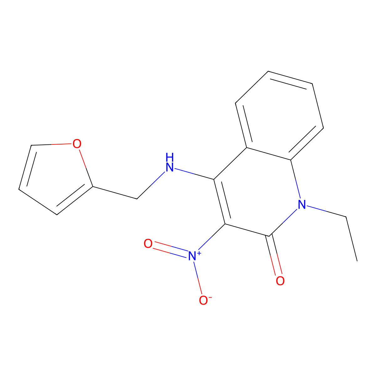 1-Ethyl-4-(furan-2-ylmethylamino)-3-nitroquinolin-2-one molecular structure, CAS 862484-57-9