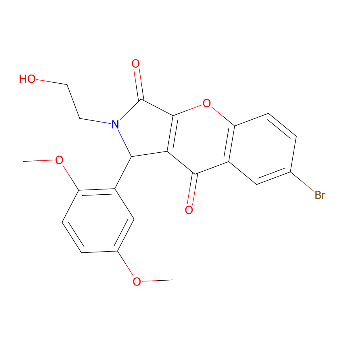 7-Bromo-1-(2,5-dimethoxyphenyl)-2-(2-hydroxyethyl)-1,2-dihydrochromeno[2,3-c]pyrrole-3,9-dione molecular structure, CAS 862484-67-1