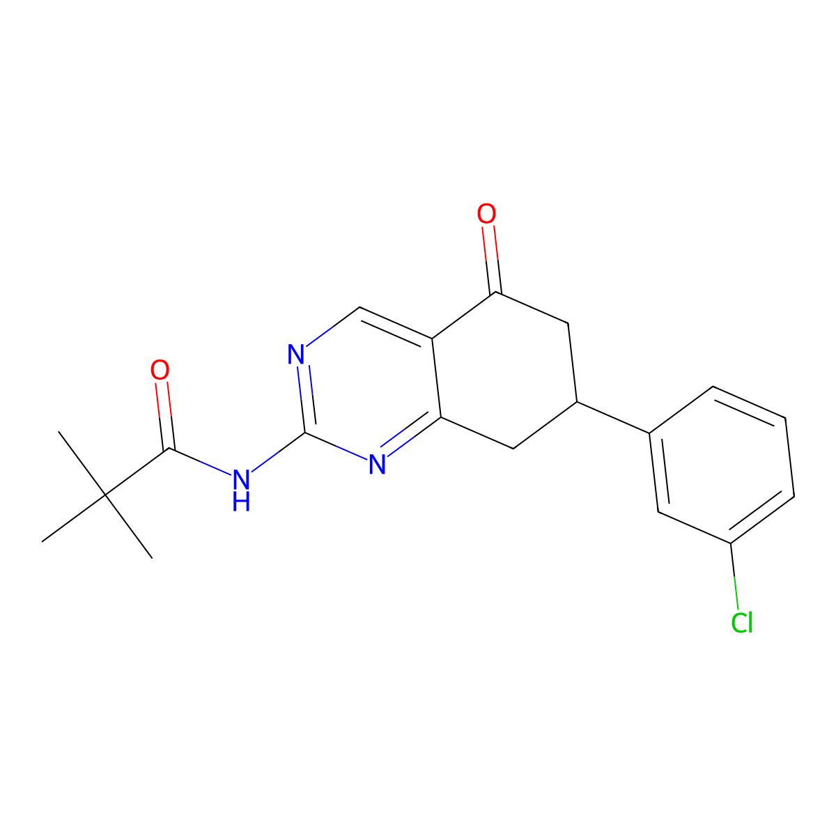 N-[7-(3-chlorophenyl)-5-oxo-5,6,7,8-tetrahydroquinazolin-2-yl]-2,2-dimethylpropanamide molecular structure, CAS 862484-88-6