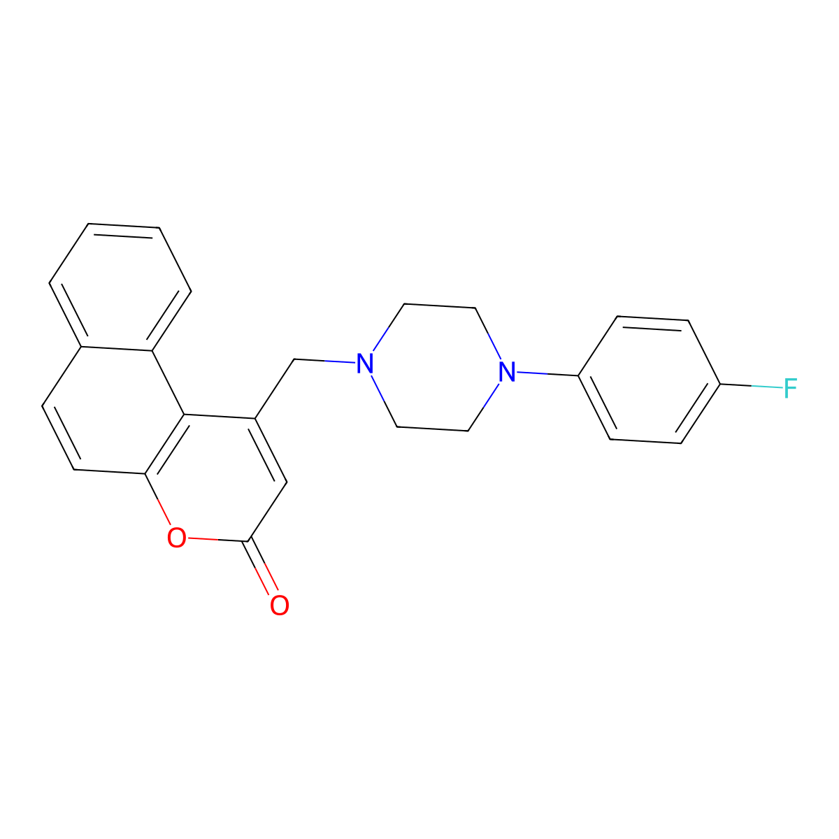 1-((4-(4-fluorophenyl)piperazin-1-yl)methyl)-3H-benzo[f]chromen-3-one molecular structure, CAS 862485-09-4