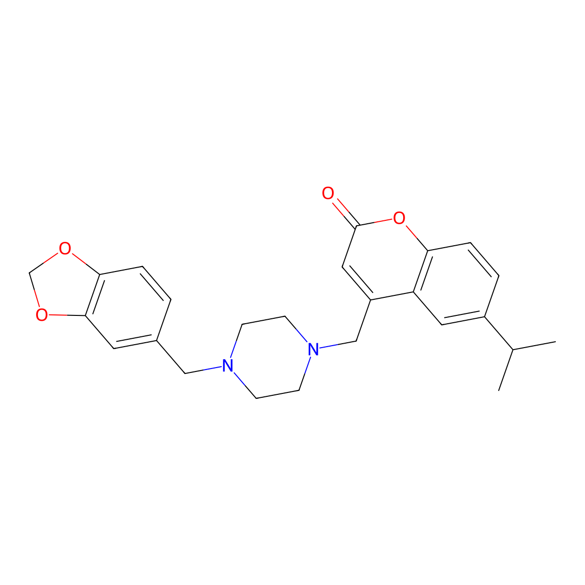 4-((4-(benzo[d][1,3]dioxol-5-ylmethyl)piperazin-1-yl)methyl)-6-isopropyl-2H-chromen-2-one molecular structure, CAS 862485-11-8