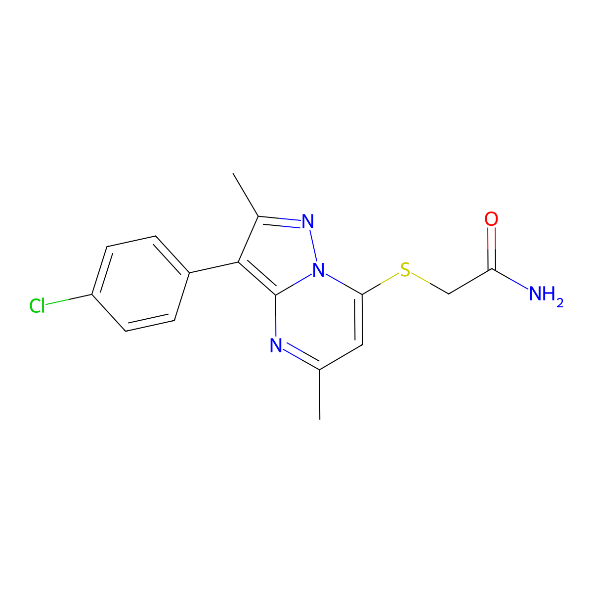 2-{[3-(4-Chlorophenyl)-2,5-dimethylpyrazolo[1,5-a]pyrimidin-7-yl]sulfanyl}acetamide molecular structure, CAS 862486-12-2