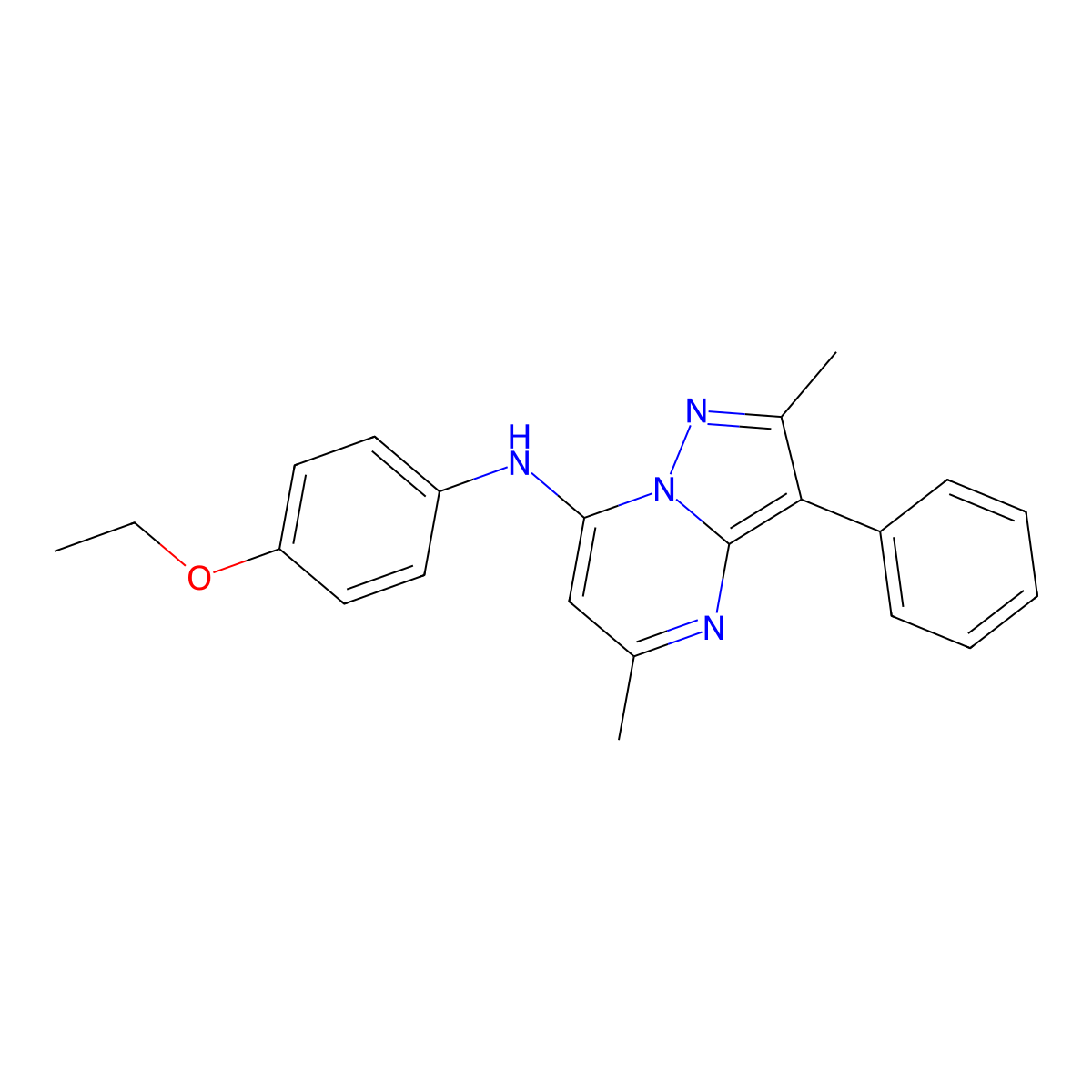 N-(4-ethoxyphenyl)-2,5-dimethyl-3-phenylpyrazolo[1,5-a]pyrimidin-7-amine molecular structure, CAS 862486-38-2