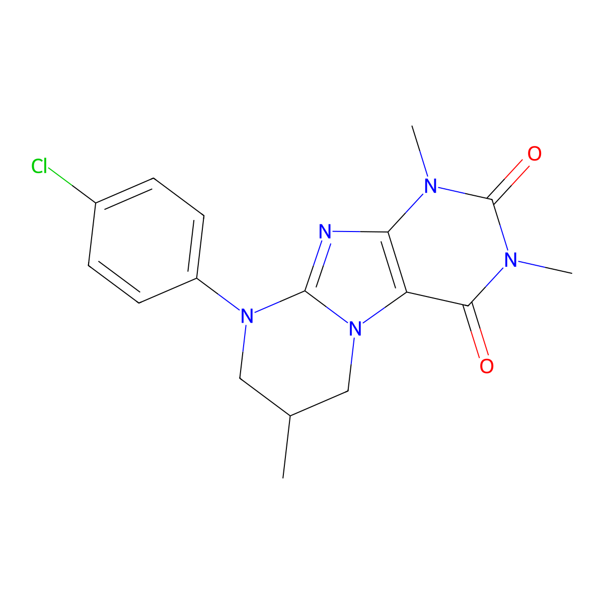 9-(4-chlorophenyl)-1,3,7-trimethyl-7,8-dihydro-6H-purino[7,8-a]pyrimidine-2,4-dione molecular structure, CAS 862487-64-7