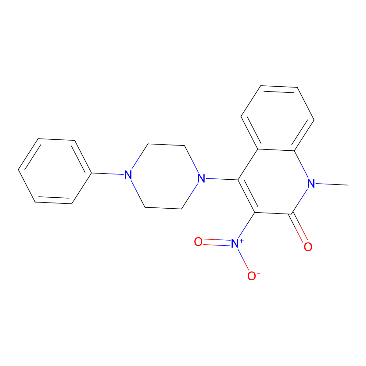 1-methyl-3-nitro-4-(4-phenylpiperazin-1-yl)quinolin-2(1H)-one molecular structure, CAS 862487-66-9