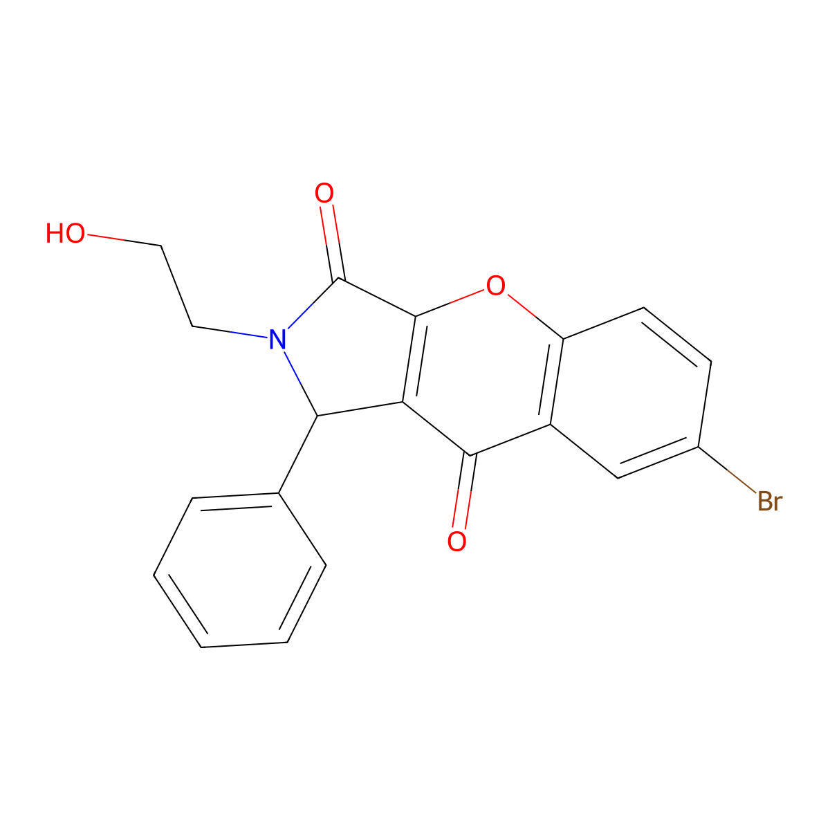 7-Bromo-2-(2-hydroxyethyl)-1-phenyl-1,2-dihydrochromeno[2,3-c]pyrrole-3,9-dione molecular structure, CAS 862488-10-6