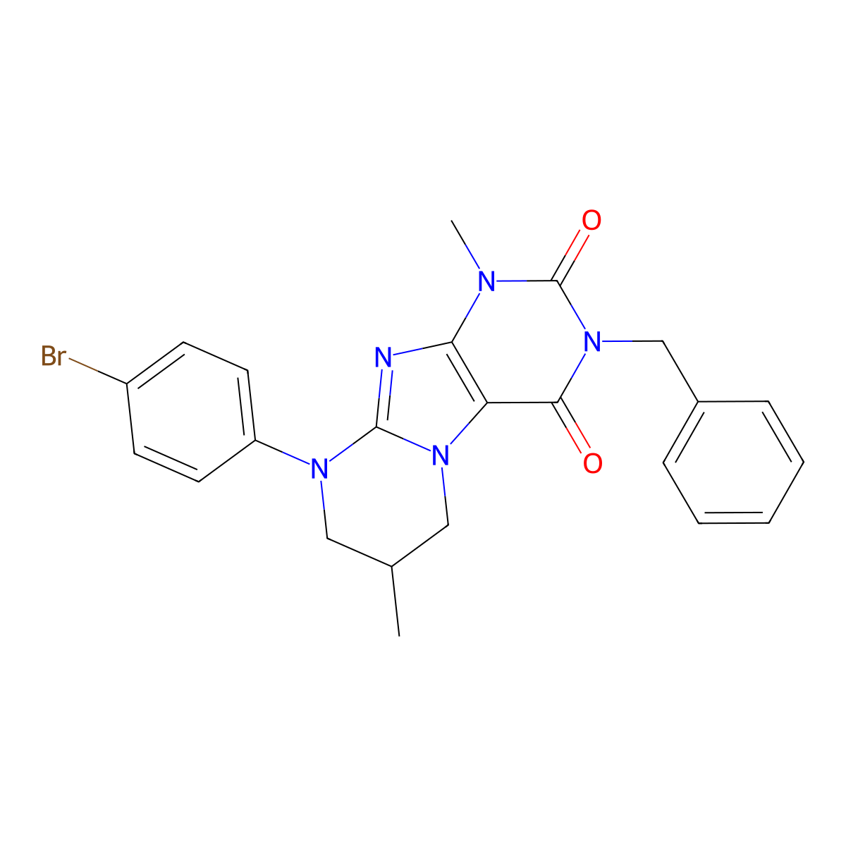 3-benzyl-9-(4-bromophenyl)-1,7-dimethyl-7,8-dihydro-6H-purino[7,8-a]pyrimidine-2,4-dione molecular structure, CAS 862488-12-8