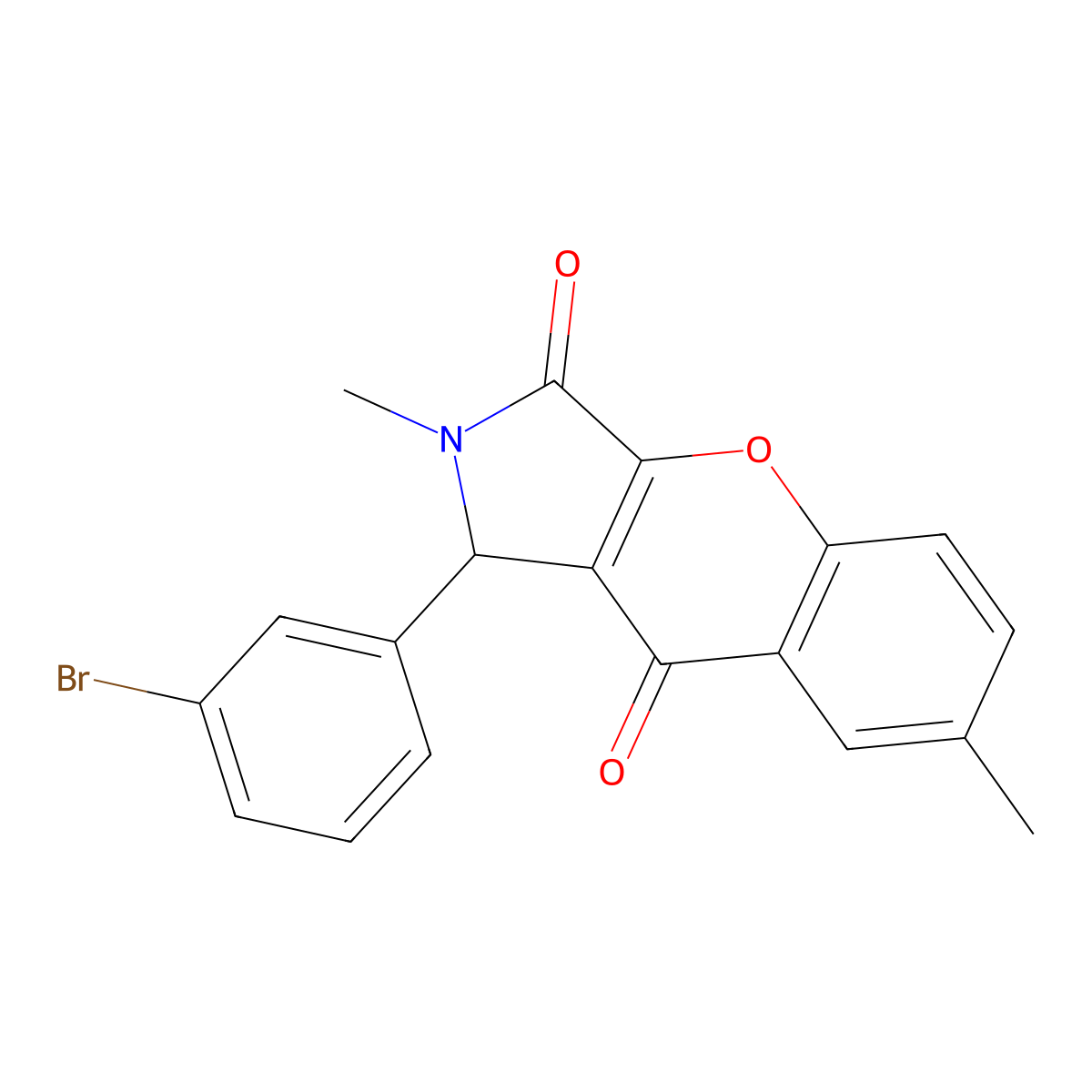 1-(3-bromophenyl)-2,7-dimethyl-1H-chromeno[2,3-c]pyrrole-3,9-dione molecular structure, CAS 862488-17-3