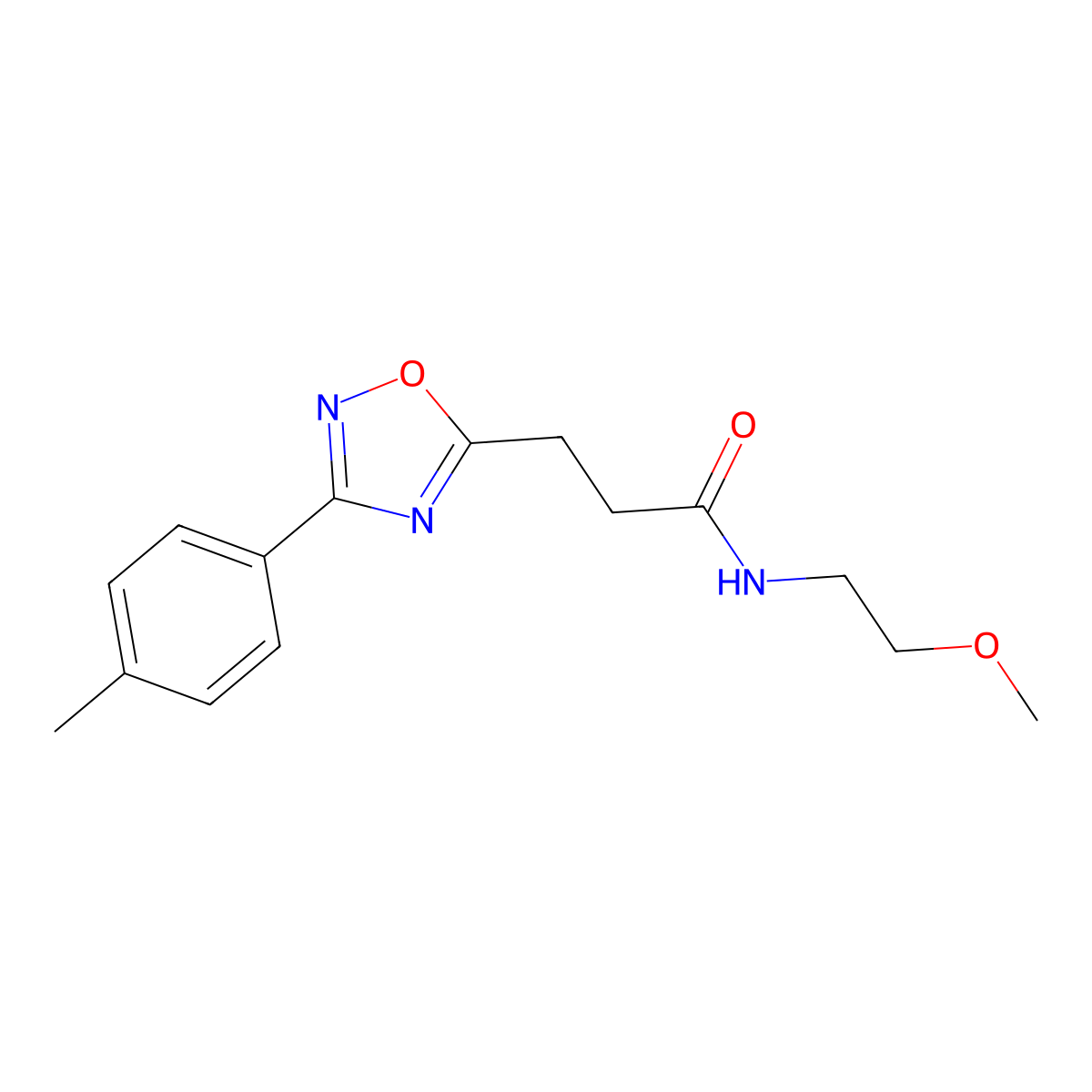 N-(2-methoxyethyl)-3-[3-(4-methylphenyl)-1,2,4-oxadiazol-5-yl]propanamide molecular structure, CAS 862488-18-4