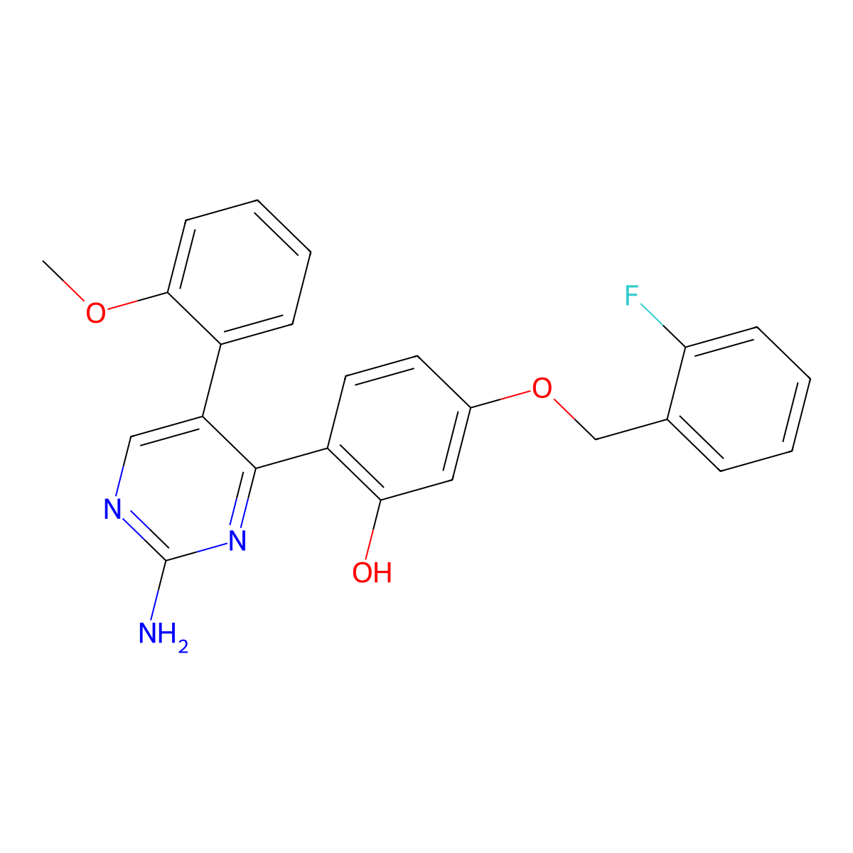2-(2-Amino-5-(2-methoxyphenyl)pyrimidin-4-yl)-5-((2-fluorobenzyl)oxy)phenol molecular structure, CAS 862489-61-0