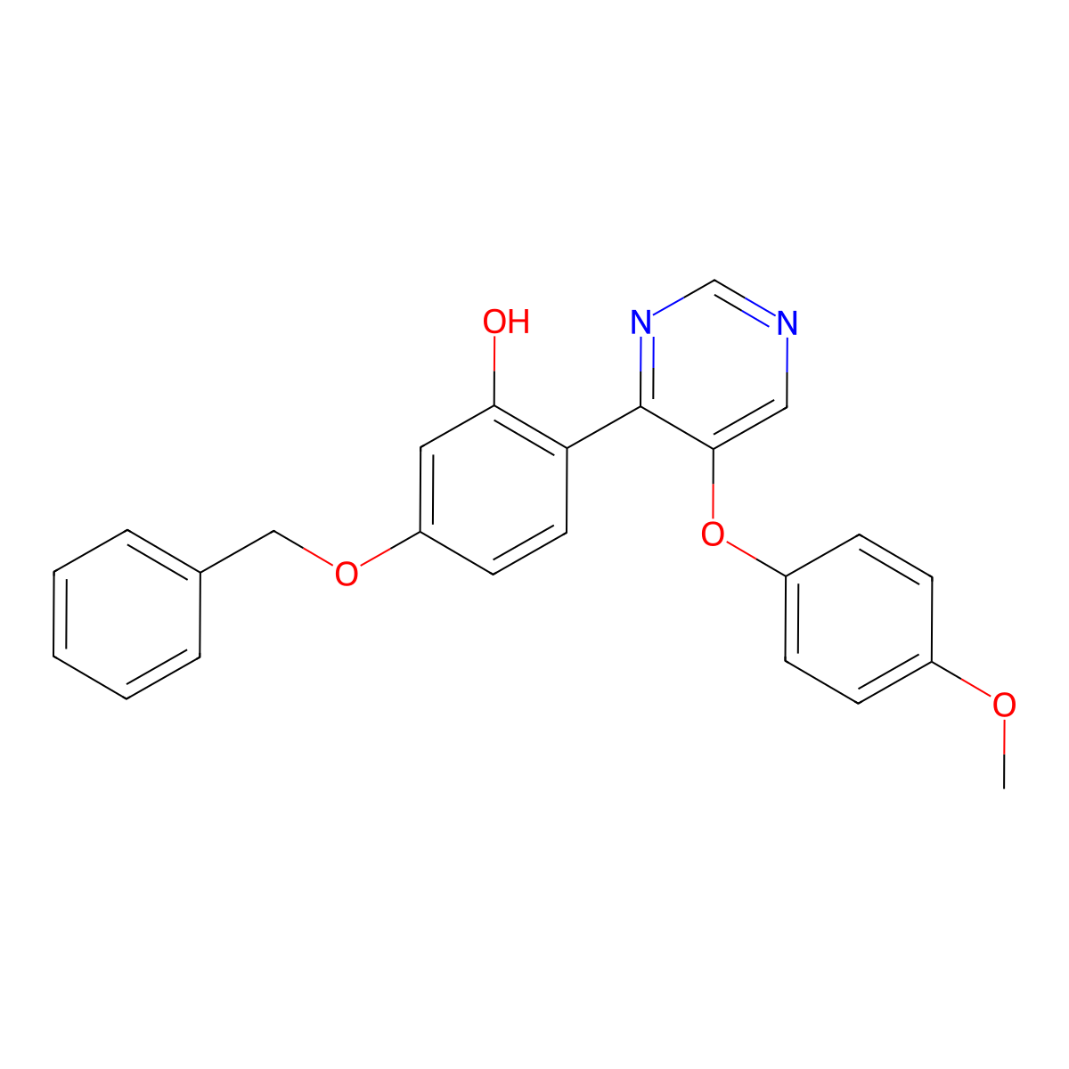 5-(Benzyloxy)-2-(5-(4-methoxyphenoxy)pyrimidin-4-yl)phenol molecular structure, CAS 862489-77-8