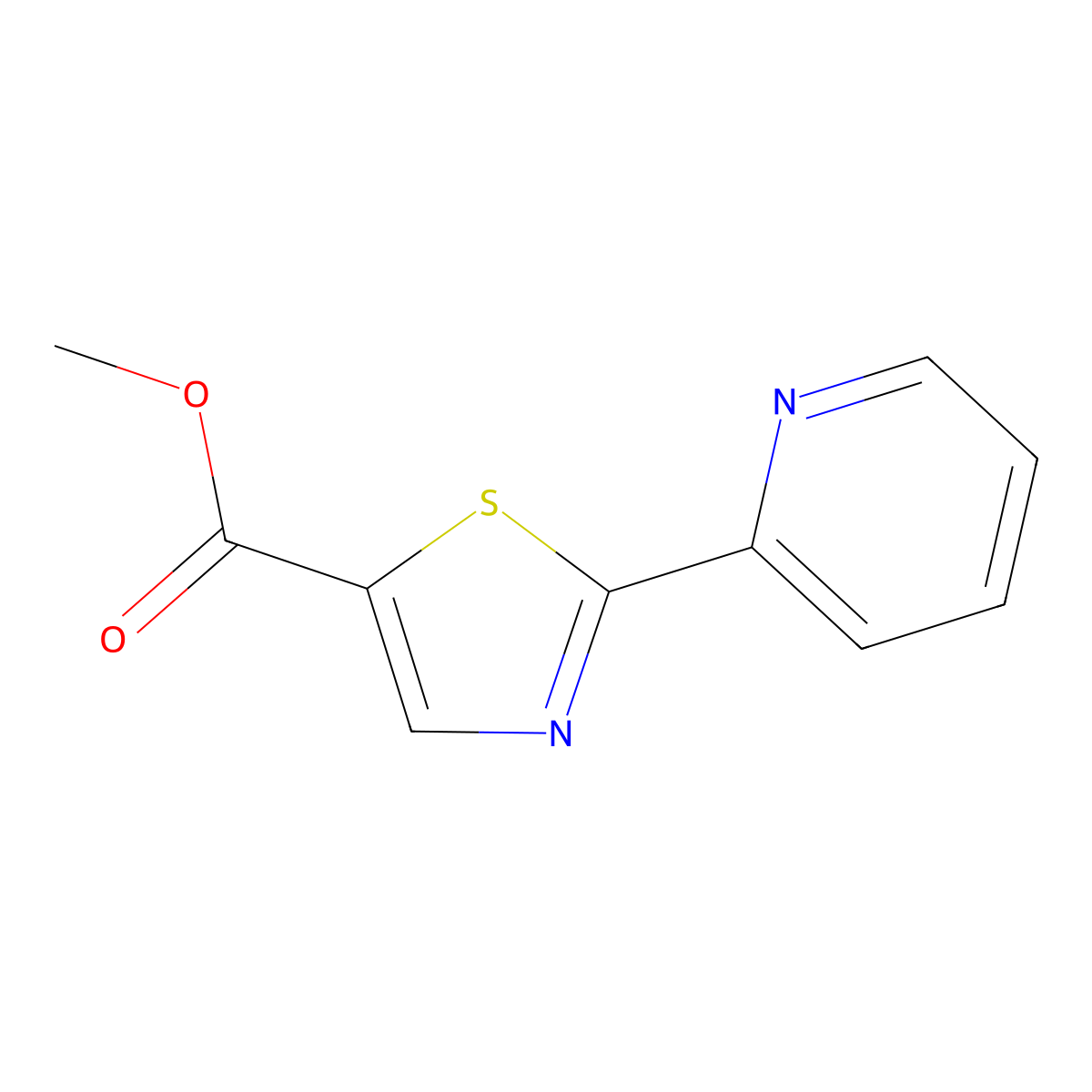 Methyl 2-(pyridin-2-yl)thiazole-5-carboxylate molecular structure, CAS 862500-42-3