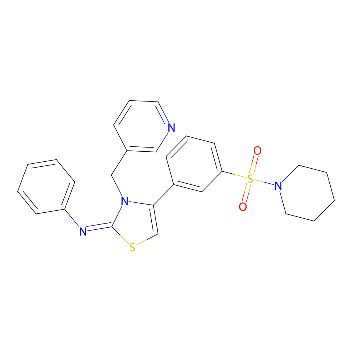 N-[(2Z)-4-[3-(piperidin-1-ylsulfonyl)phenyl]-3-(pyridin-3-ylmethyl)-1,3-thiazol-2(3H)-ylidene]aniline molecular structure, CAS 862544-12-5