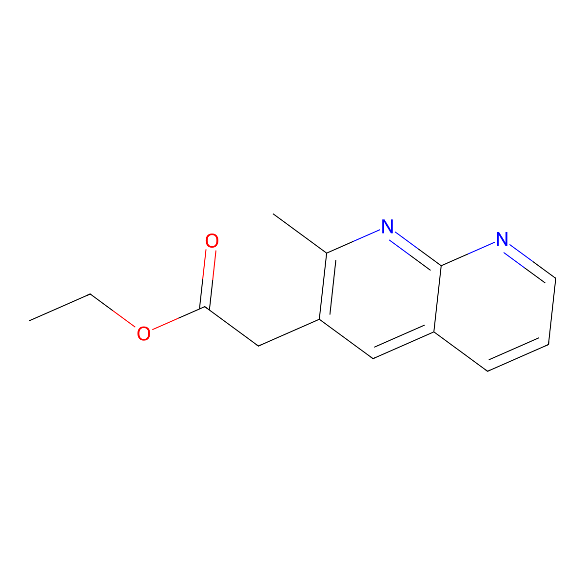 Ethyl 2-(2-methyl-1,8-naphthyridin-3-yl)acetate molecular structure, CAS 862546-10-9