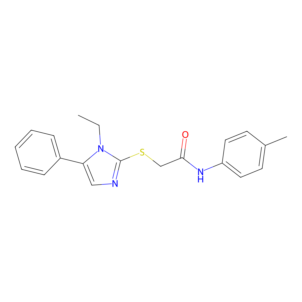 2-((1-ethyl-5-phenyl-1H-imidazol-2-yl)thio)-N-(p-tolyl)acetamide molecular structure, CAS 862555-27-9