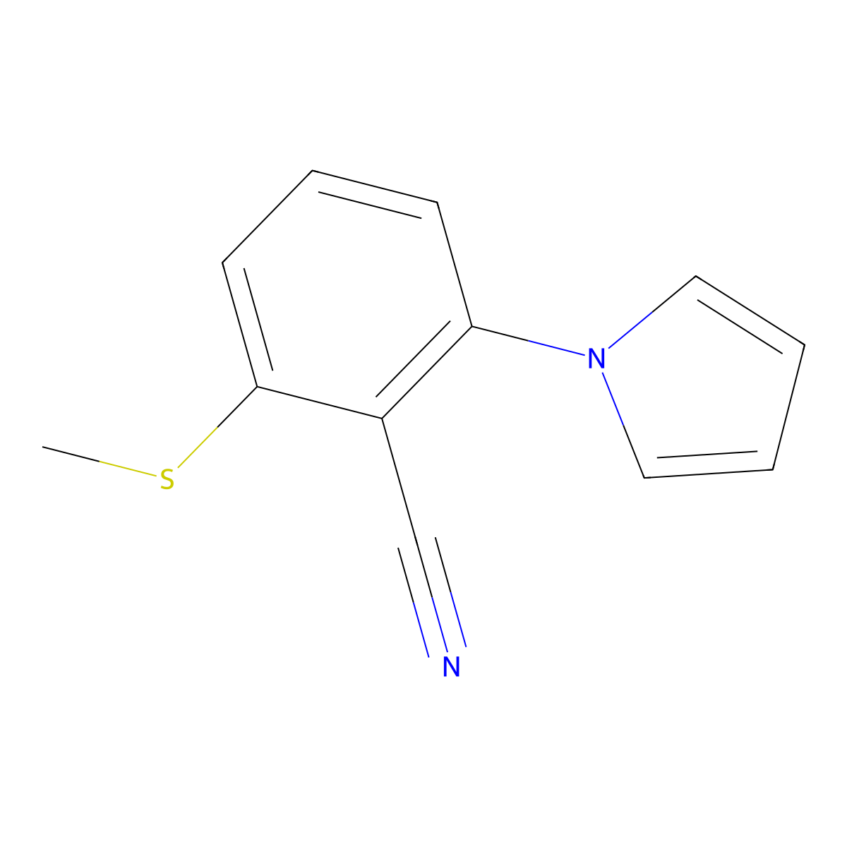 2-(methylsulfanyl)-6-(1H-pyrrol-1-yl)benzenecarbonitrile molecular structure, CAS 862595-53-7