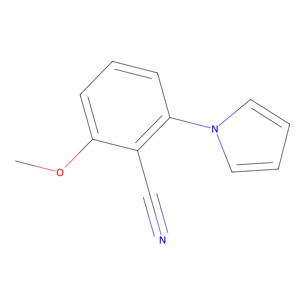 2-methoxy-6-(1H-pyrrol-1-yl)benzenecarbonitrile molecular structure, CAS 862595-54-8