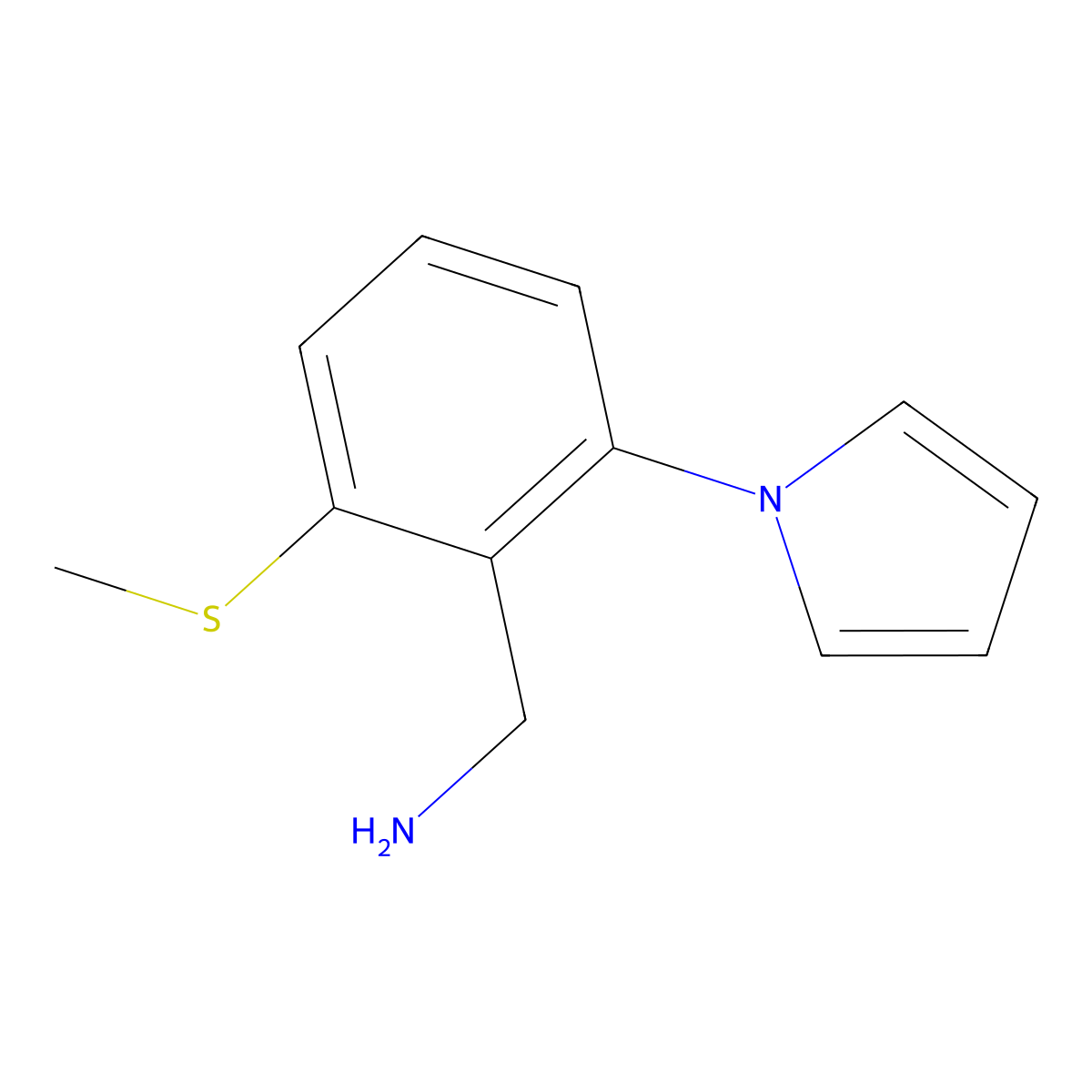 [2-(methylsulfanyl)-6-(1H-pyrrol-1-yl)phenyl]methanamine molecular structure, CAS 862595-59-3