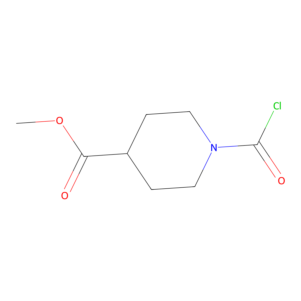 1-(Chlorocarbonyl)-4-piperidinecarboxylic acid methyl ester molecular structure, CAS 86264-79-1