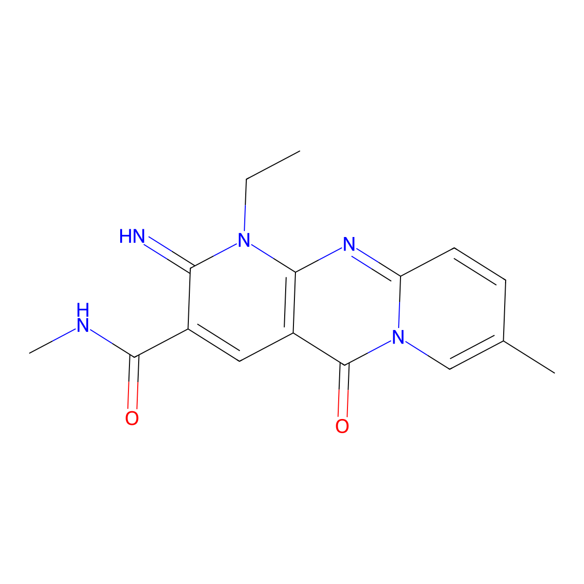 1-ethyl-2-imino-N,8-dimethyl-5-oxo-1,5-dihydro-2H-dipyrido[1,2-a:2',3'-d]pyrimidine-3-carboxamide molecular structure, CAS 862647-67-4