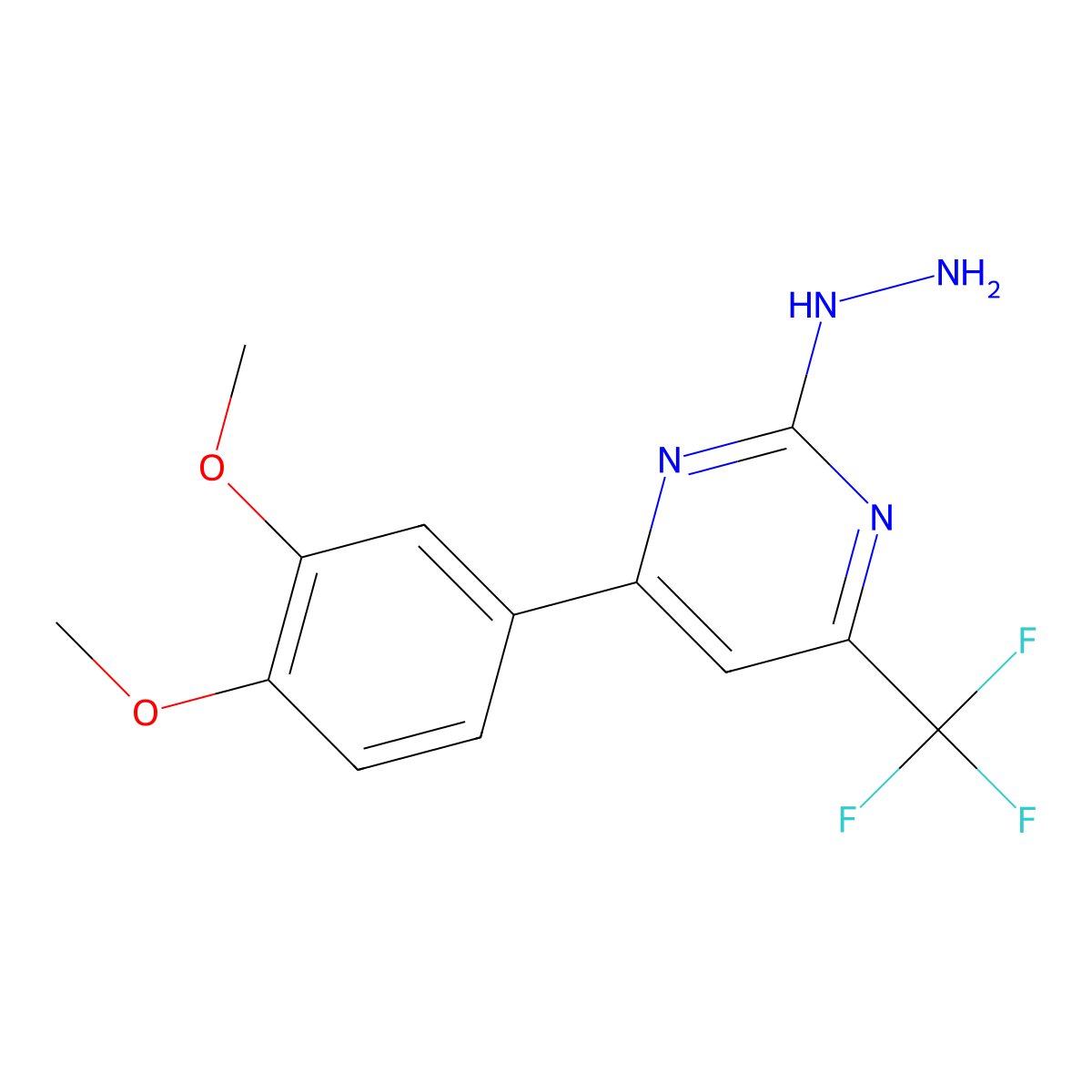 4-(3,4-Dimethoxyphenyl)-2-hydrazinyl-6-(trifluoromethyl)pyrimidine molecular structure, CAS 862650-15-5