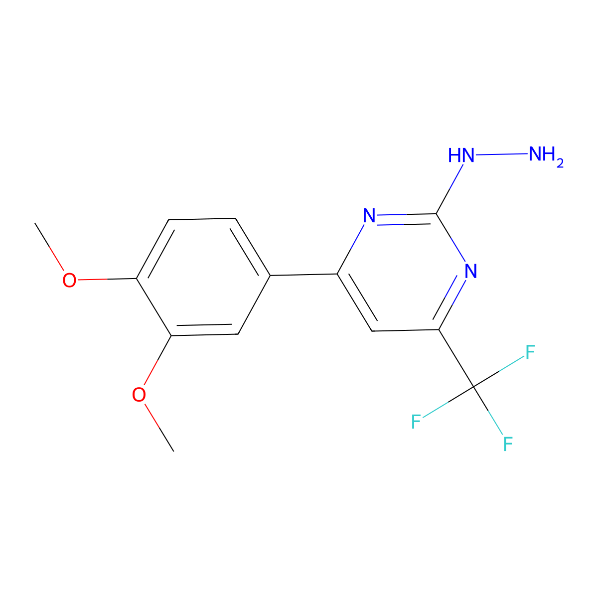 4-(3,4-Dimethoxyphenyl)-2-hydrazinyl-6-(trifluoromethyl)pyrimidine molecular structure, CAS 862650-15-5