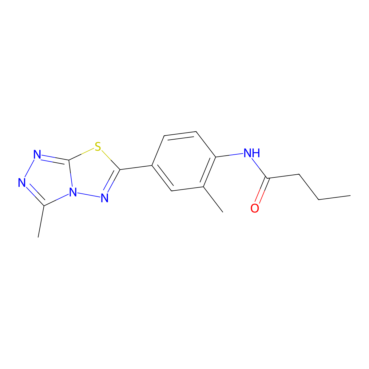 N-[2-methyl-4-(3-methyl[1,2,4]triazolo[3,4-b][1,3,4]thiadiazol-6-yl)phenyl]butanamide molecular structure, CAS 862652-70-8