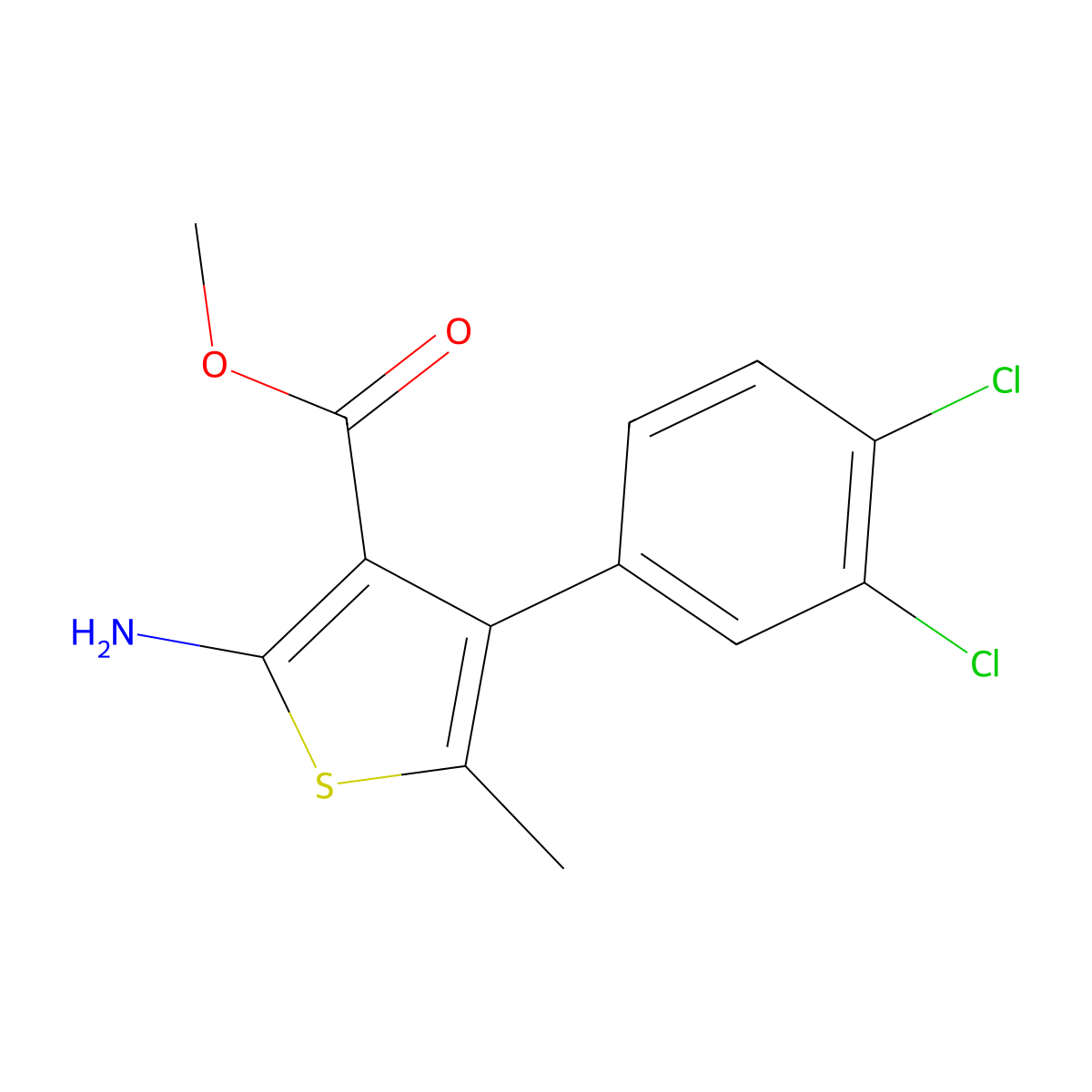 Methyl 2-amino-4-(3,4-dichlorophenyl)-5-methylthiophene-3-carboxylate molecular structure, CAS 862653-11-0