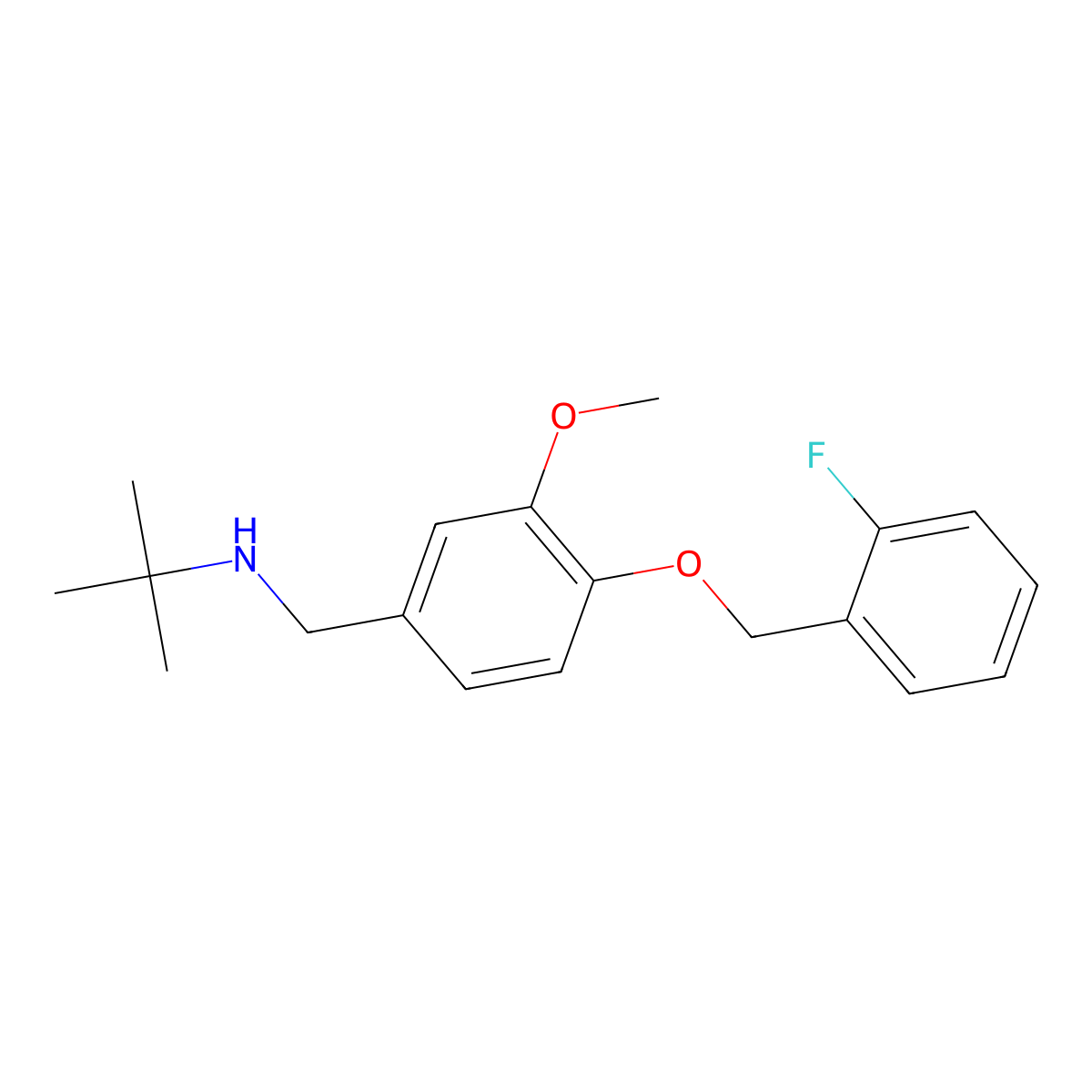 N-(tert-butyl)-N-{4-[(2-fluorobenzyl)oxy]-3-methoxybenzyl}amine molecular structure, CAS 862654-09-9