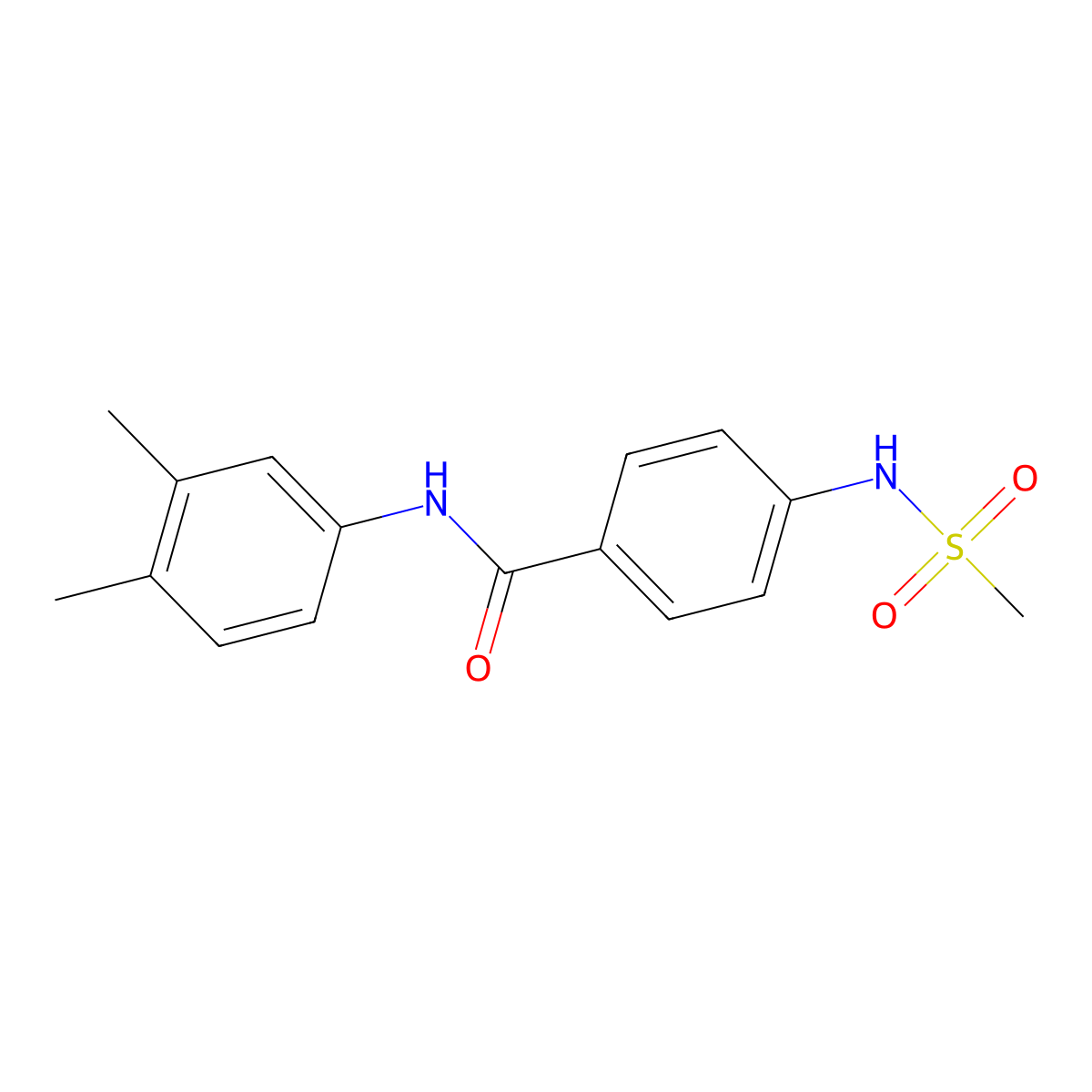 N-(3,4-dimethylphenyl)-4-(methanesulfonamido)benzamide molecular structure, CAS 862655-31-0